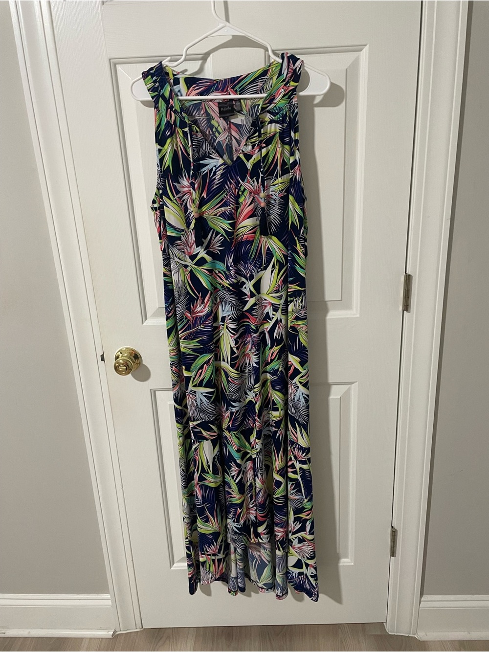 Tropical Print Sleeveless Maxi Dress - Navy Multi xl